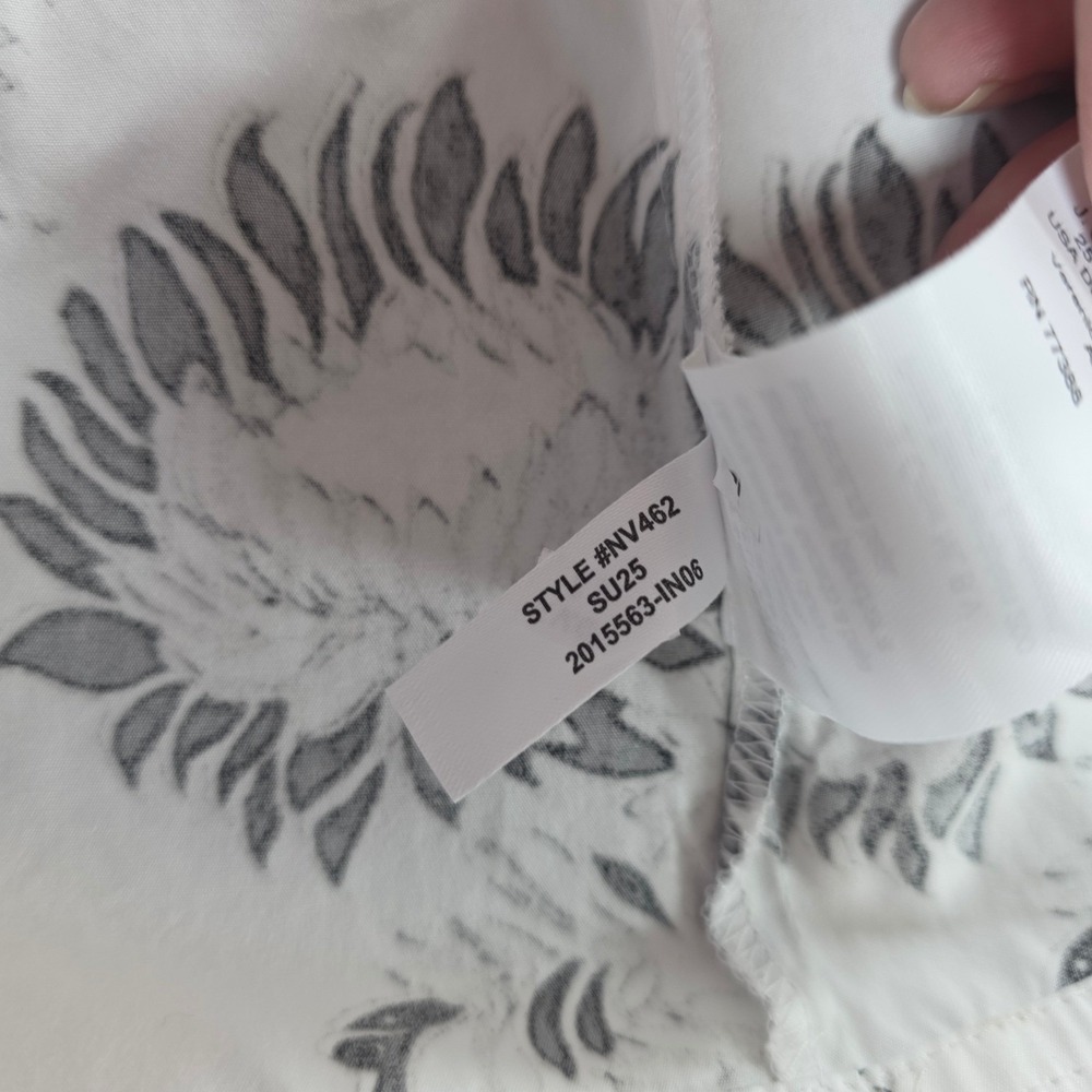 Madewell Women Large White Black Graphic Sunflower Floral Smocked Maxi Dress - Picture 6 of 11